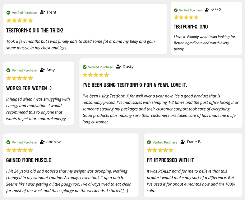 Customer reviews for TestForm-X
