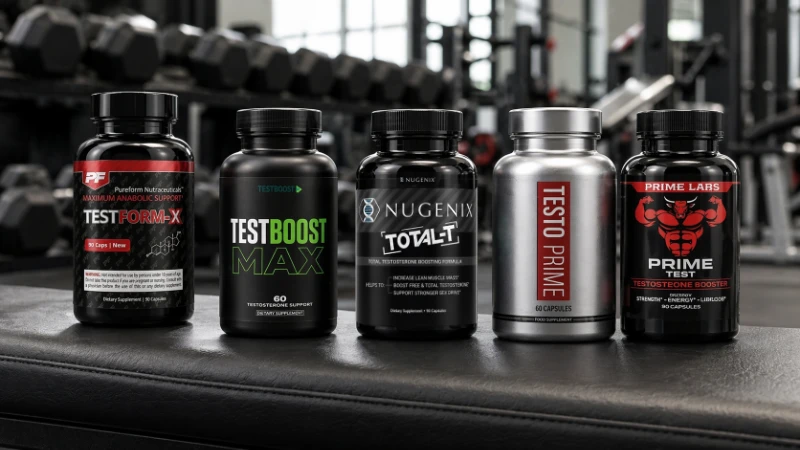 The five testosterone boosters we ranked, shown with their letter grades